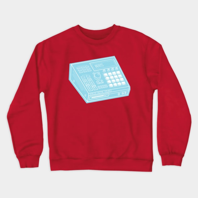 Beat Maker (White Lines + Picton Blue Drop Shadow) Analog / Music Crewneck Sweatshirt by Analog Digital Visuals